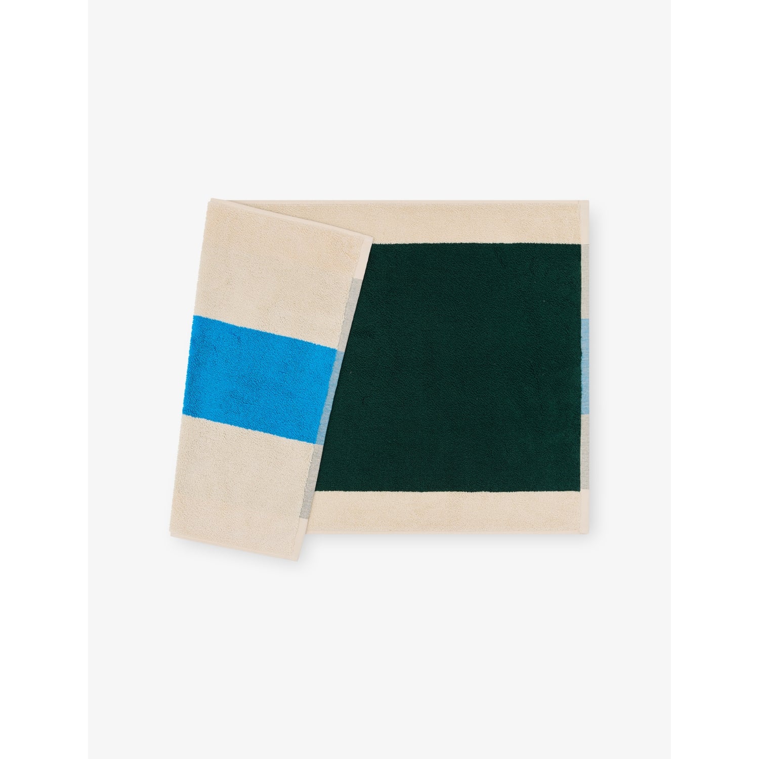 Woven-Stripe Cotton Bath Mat 50cm x 80cm - Aqua Dark Green