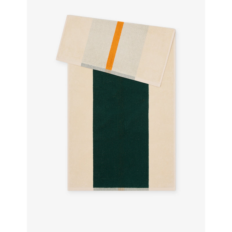 Graphic-Pattern Cotton Towel 100cm x 50cm - DARK GREEN ORANGE