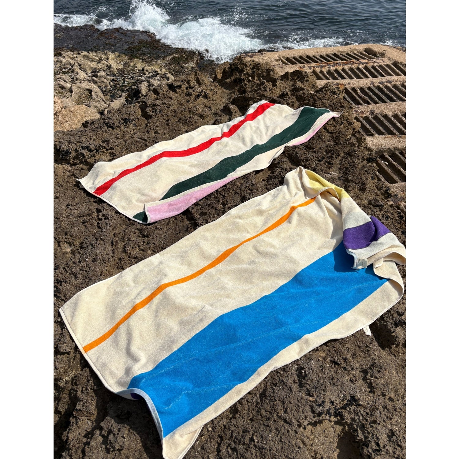 SUITE702 woven-stripe cotton beach towel 90cm x 180cm (British brand)