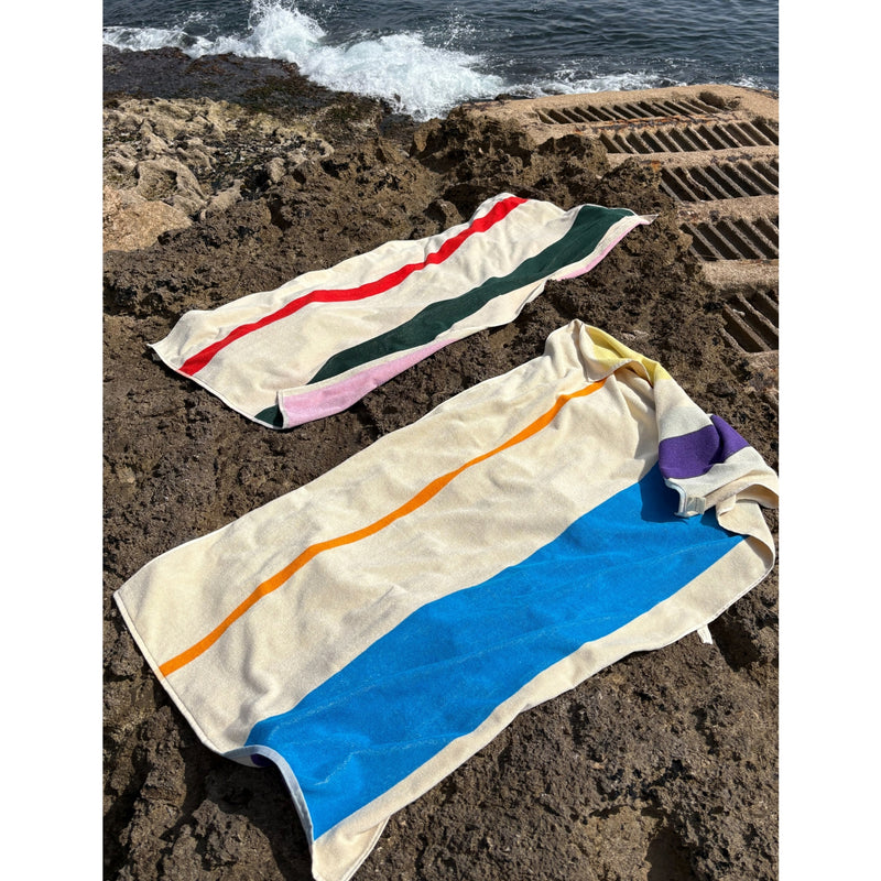 SUITE702 woven-stripe cotton beach towel 90cm x 180cm (British brand)