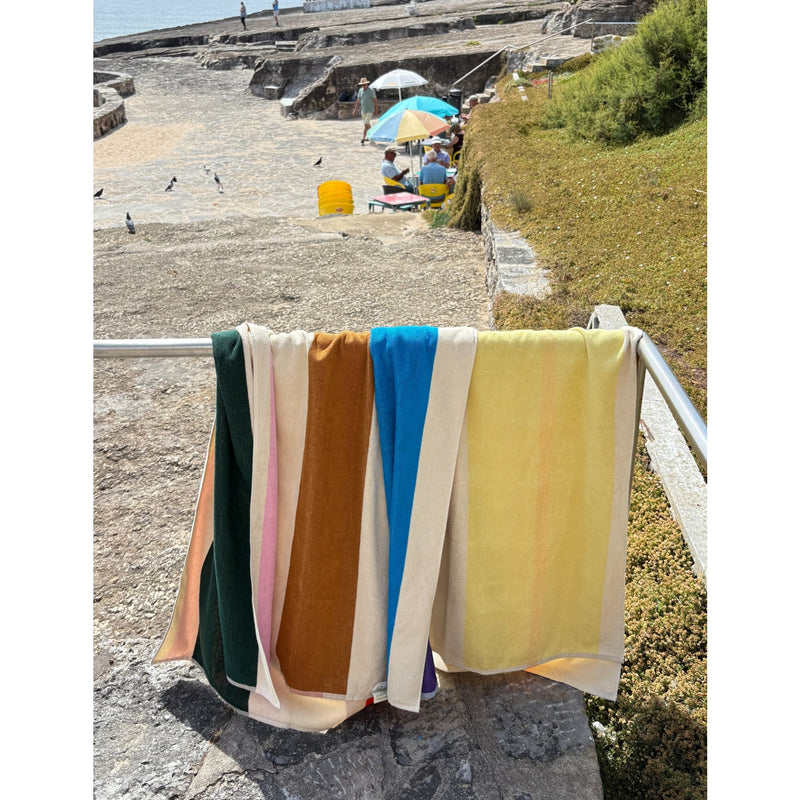SUITE702 woven-stripe cotton beach towel 90cm x 180cm (British brand)
