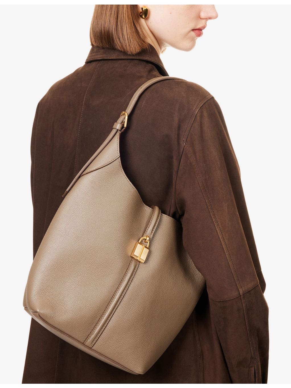 Demellier Siena leather bucket bag, imported from the UK