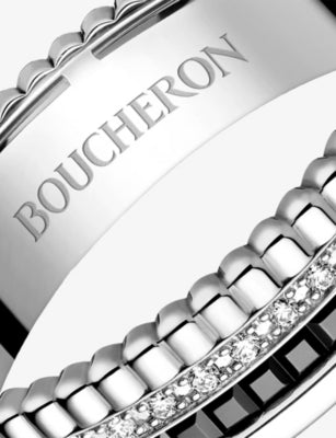 Boucheron Quatre Black Edition XS 18ct White Gold PVD 0.13ct Brilliant-Cut Diamond Ring