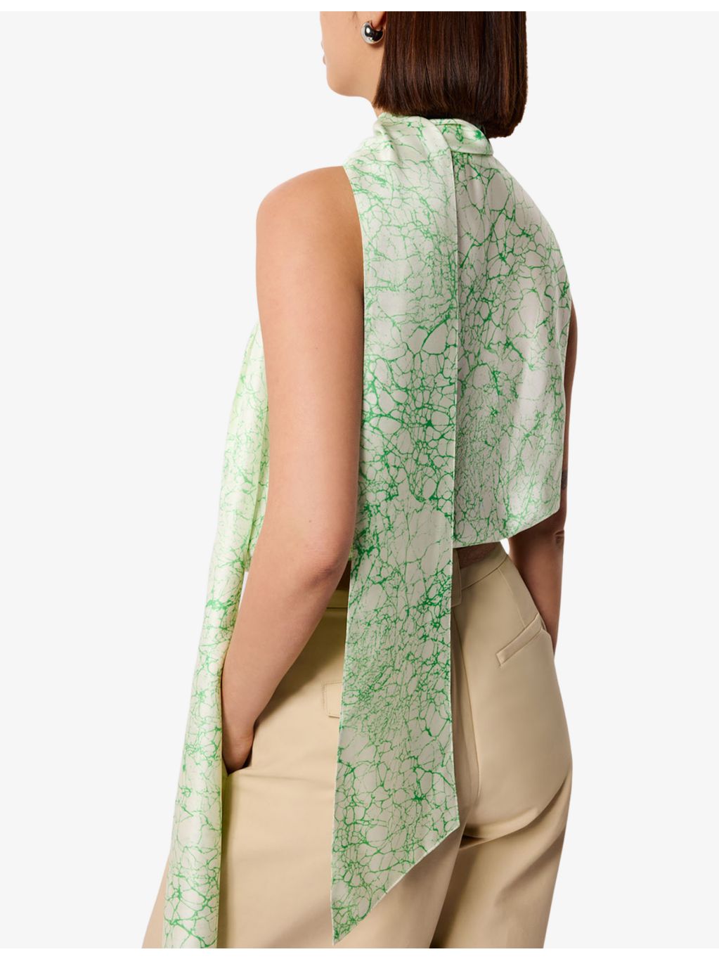 Whistles abstract-print scarf silk top, UK version