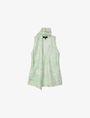 Whistles Abstract-Print Scarf Silk Top