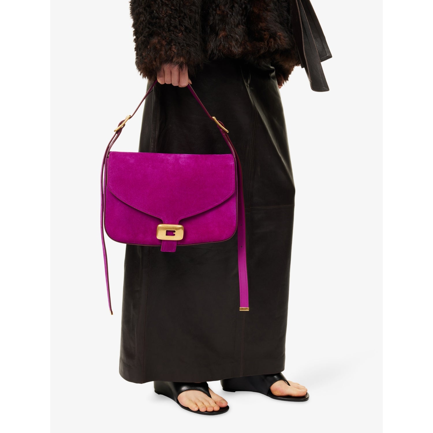 Balenciaga Clicca medium leather shoulder bag with gold-tone hardware (British brand)