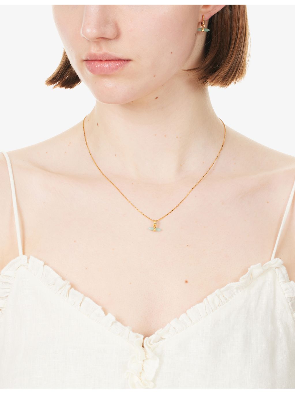 Rachel Jackson T-Bar necklace with amazonite stone, imported from the UK