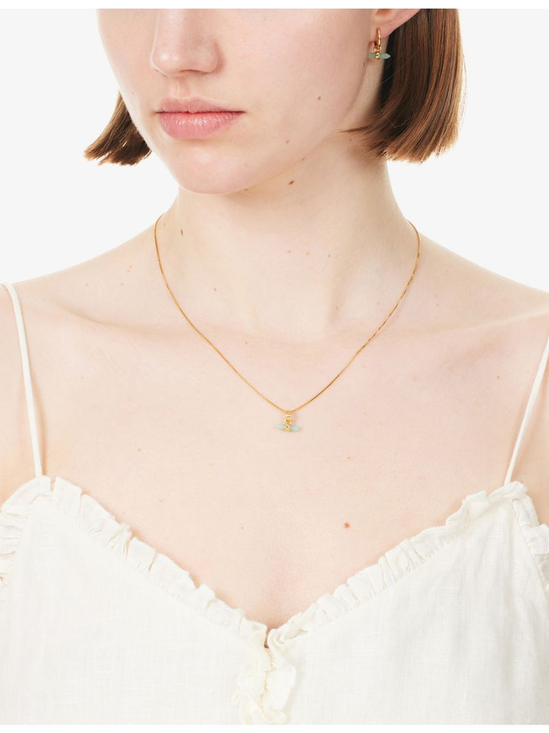 Rachel Jackson T-Bar necklace with amazonite stone, imported from the UK