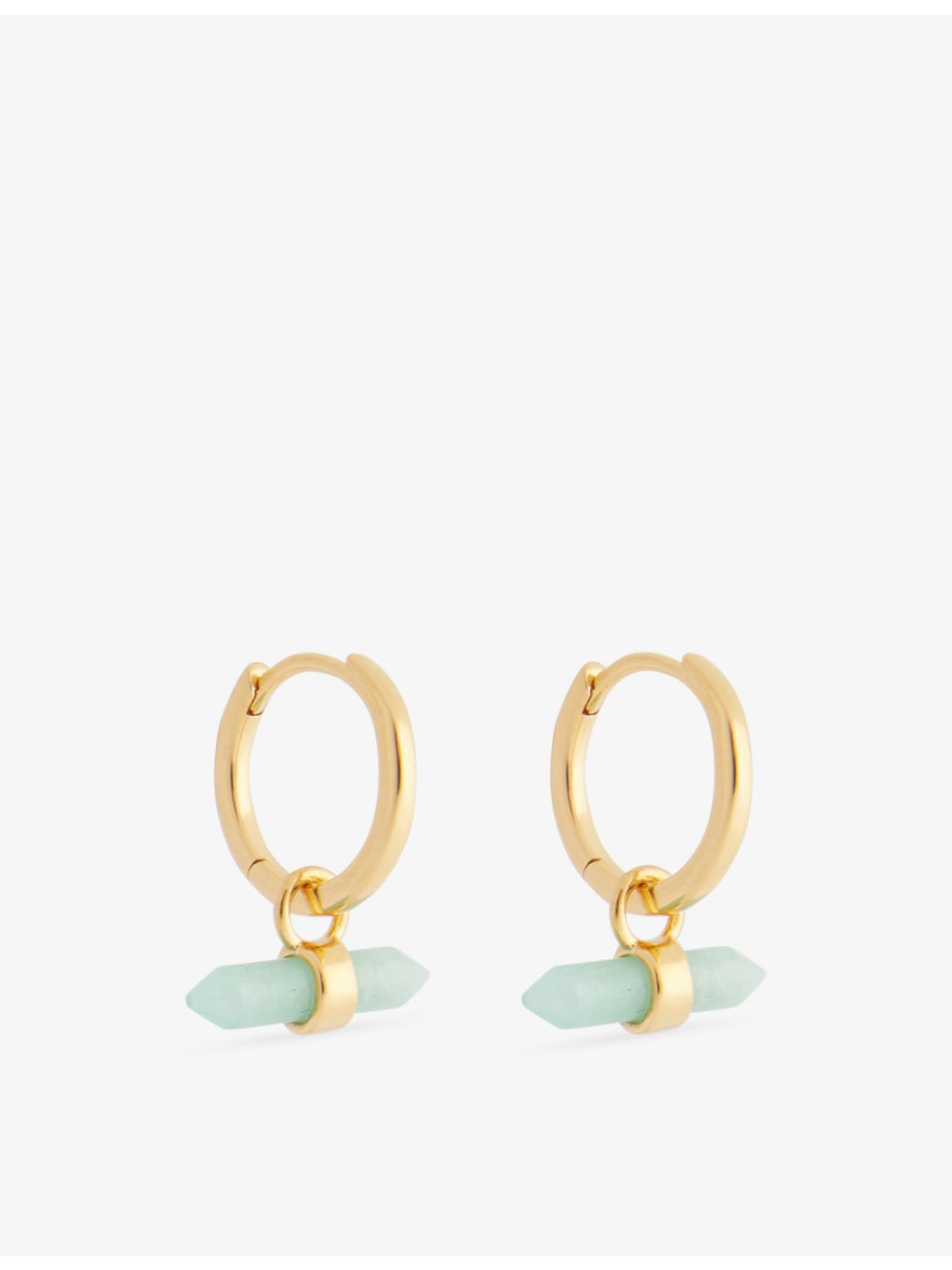 Rachel Jackson amazonite T-Bar huggie earrings, 18ct gold-plated, UK version