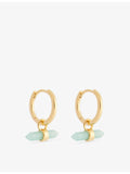Rachel Jackson amazonite T-Bar huggie earrings, 18ct gold-plated, UK version