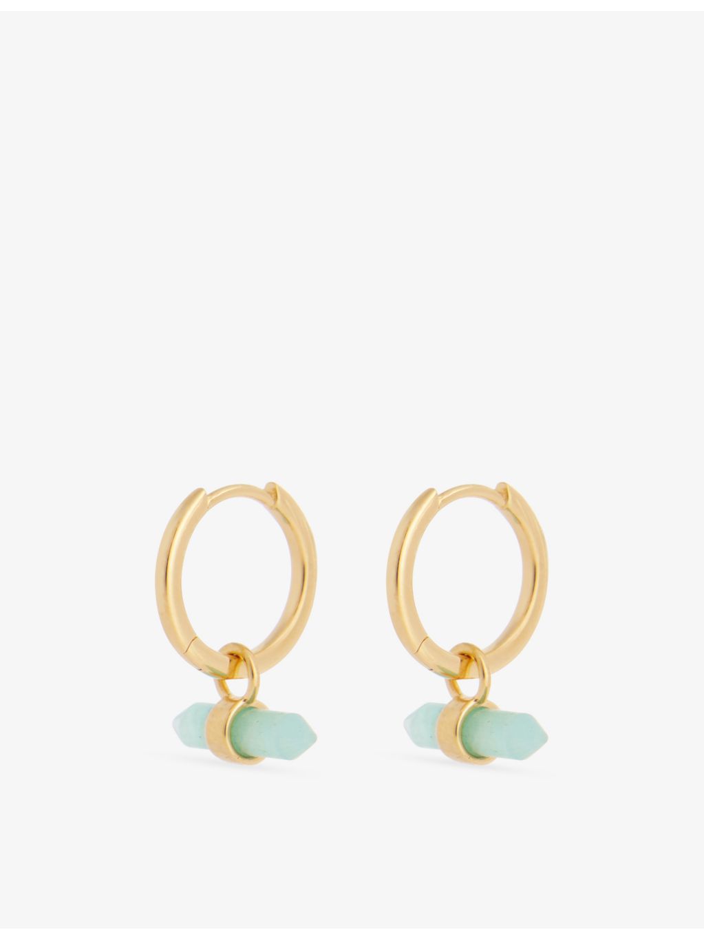 Rachel Jackson amazonite T-Bar huggie earrings, 18ct gold-plated, UK version
