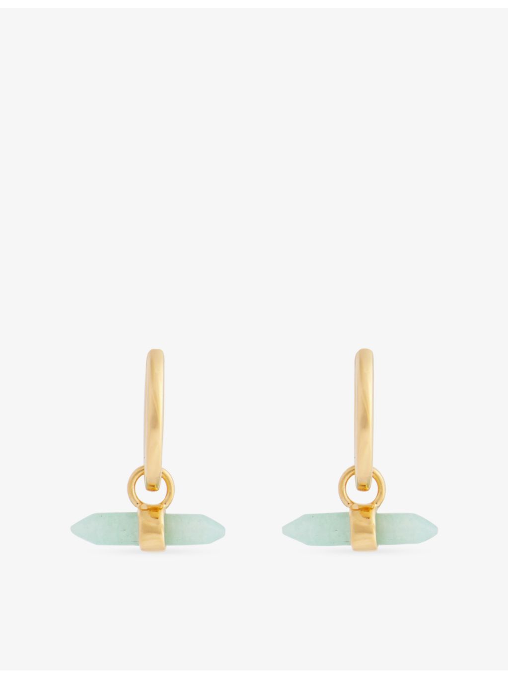 Rachel Jackson amazonite T-Bar huggie earrings, 18ct gold-plated, UK version