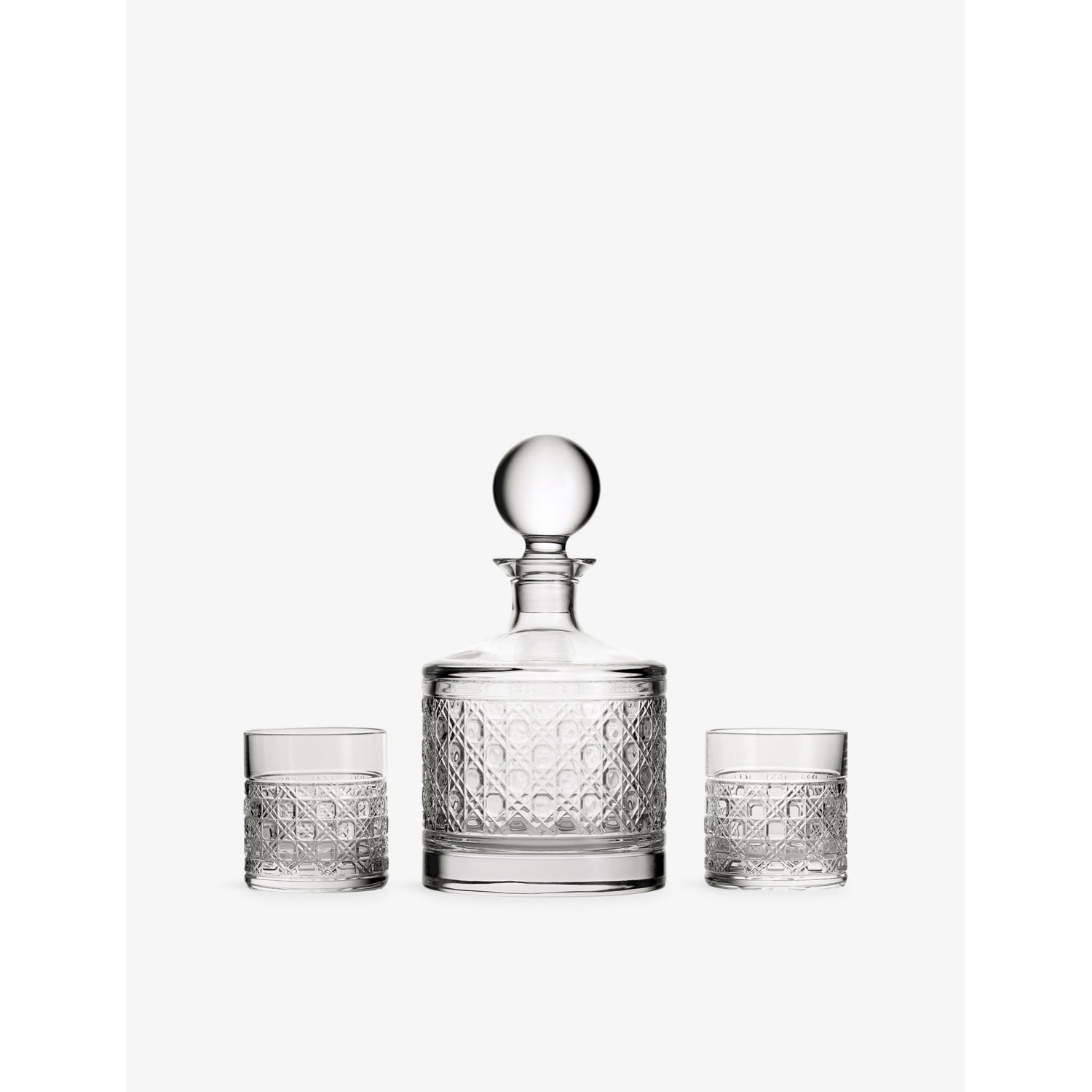 Waterford crystal decanter and tumblers three-piece set, imported from the UK