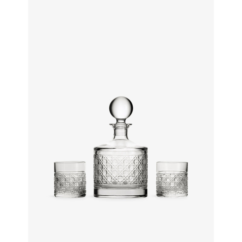 Waterford crystal decanter and tumblers three-piece set, imported from the UK