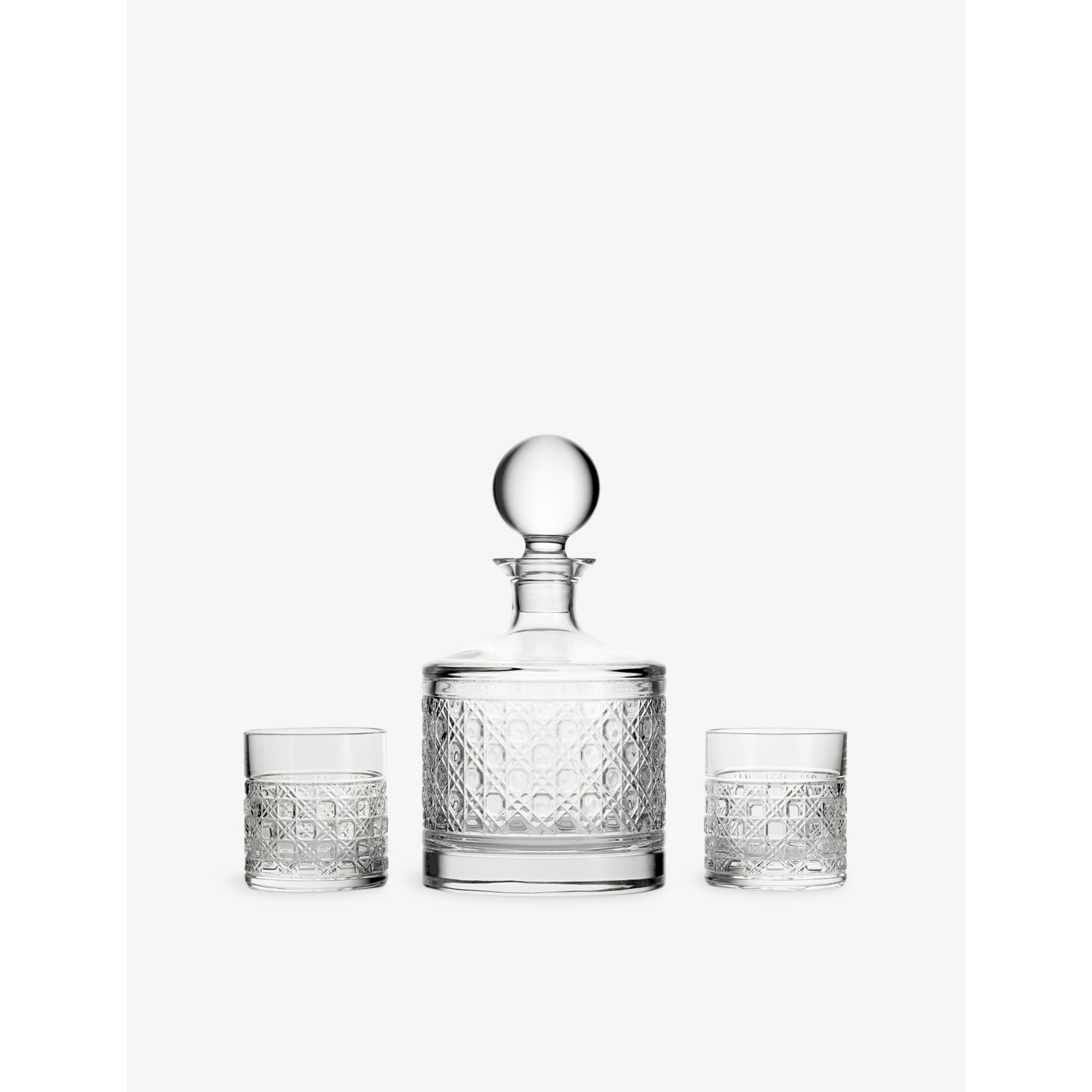 Waterford crystal decanter and tumblers three-piece set, imported from the UK