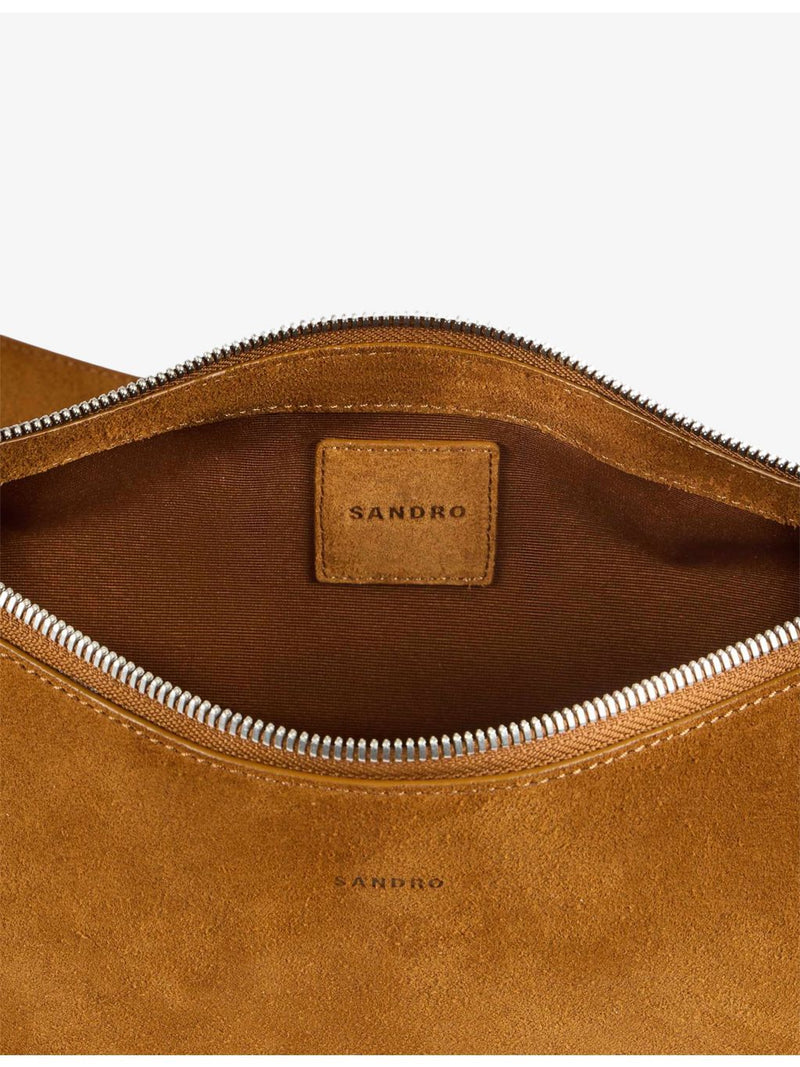 Sandro suede hobo bag with gold-tone hardware, UK version