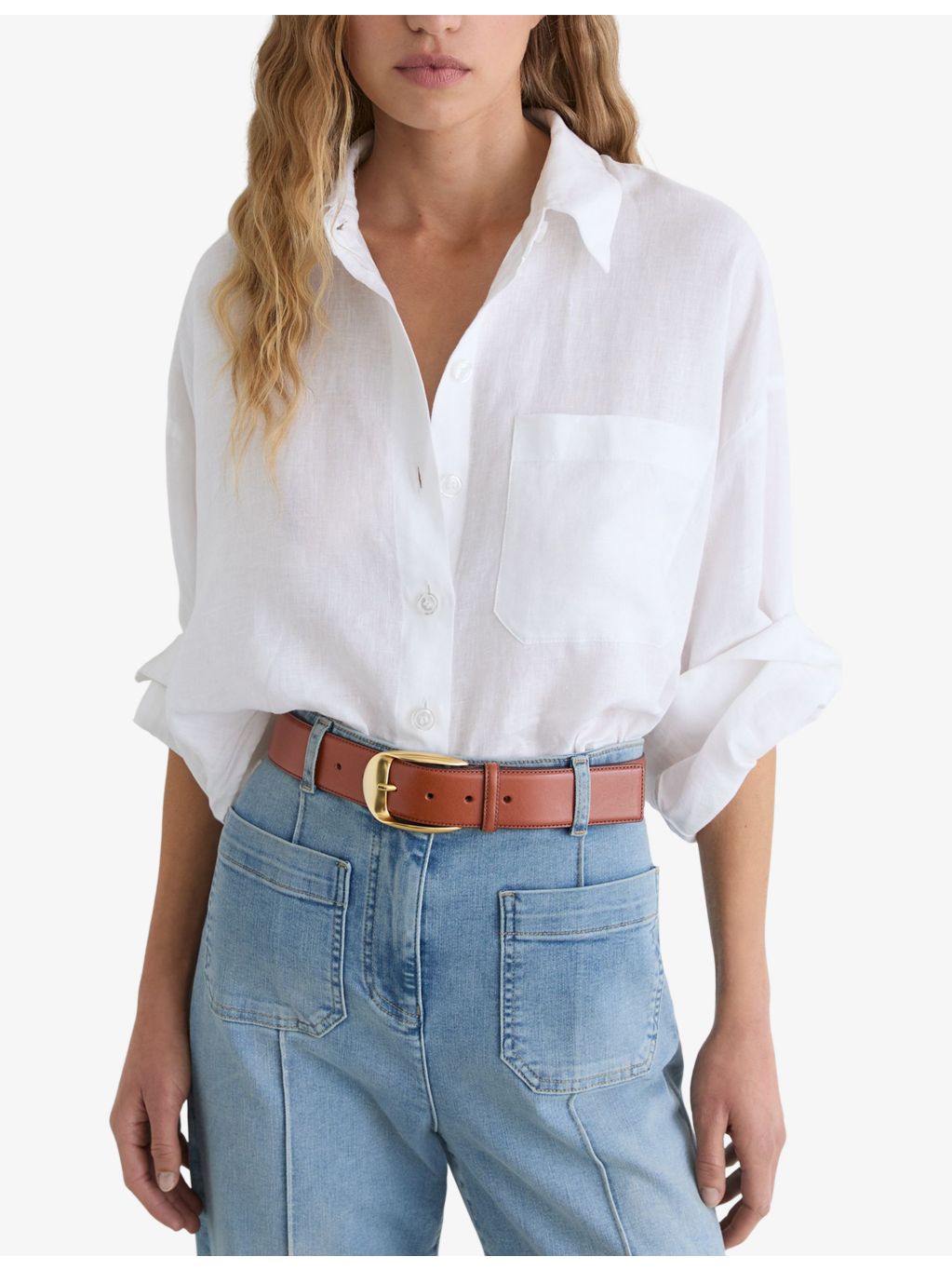 Reiss Sammy leather belt 3cm wide, imported from the UK