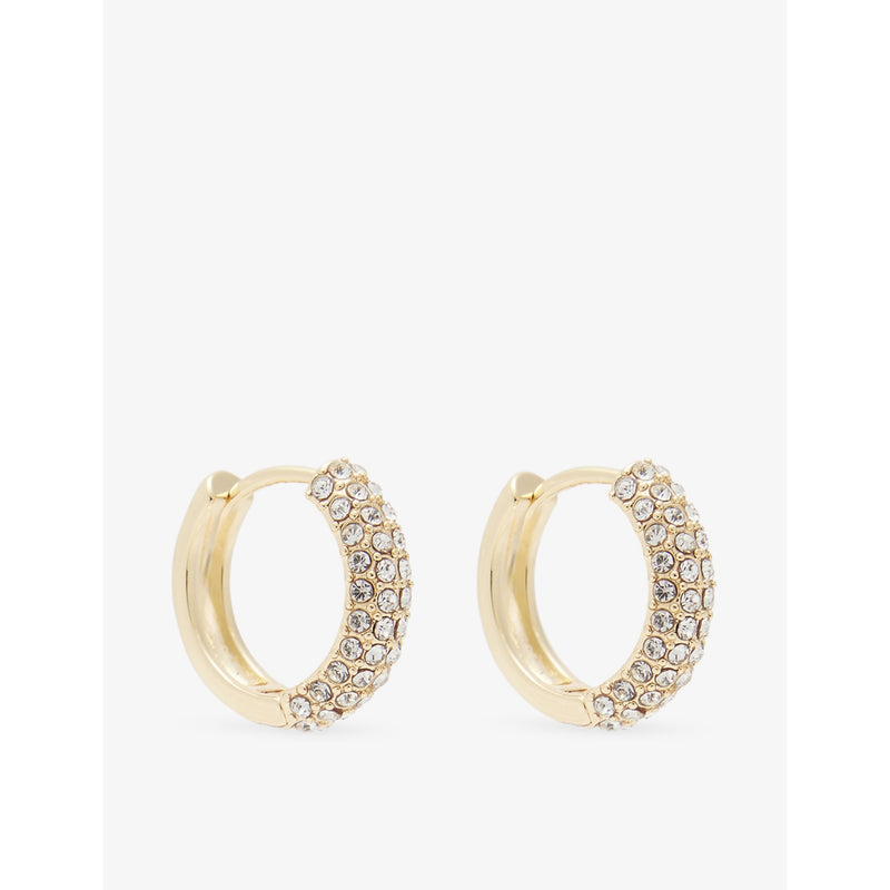 Liza Gozlan 18ct gold-plated brass huggies with crystals - British product