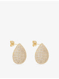 Lisa Gozlan pave teardrop earrings, gold-plated brass, imported from the UK