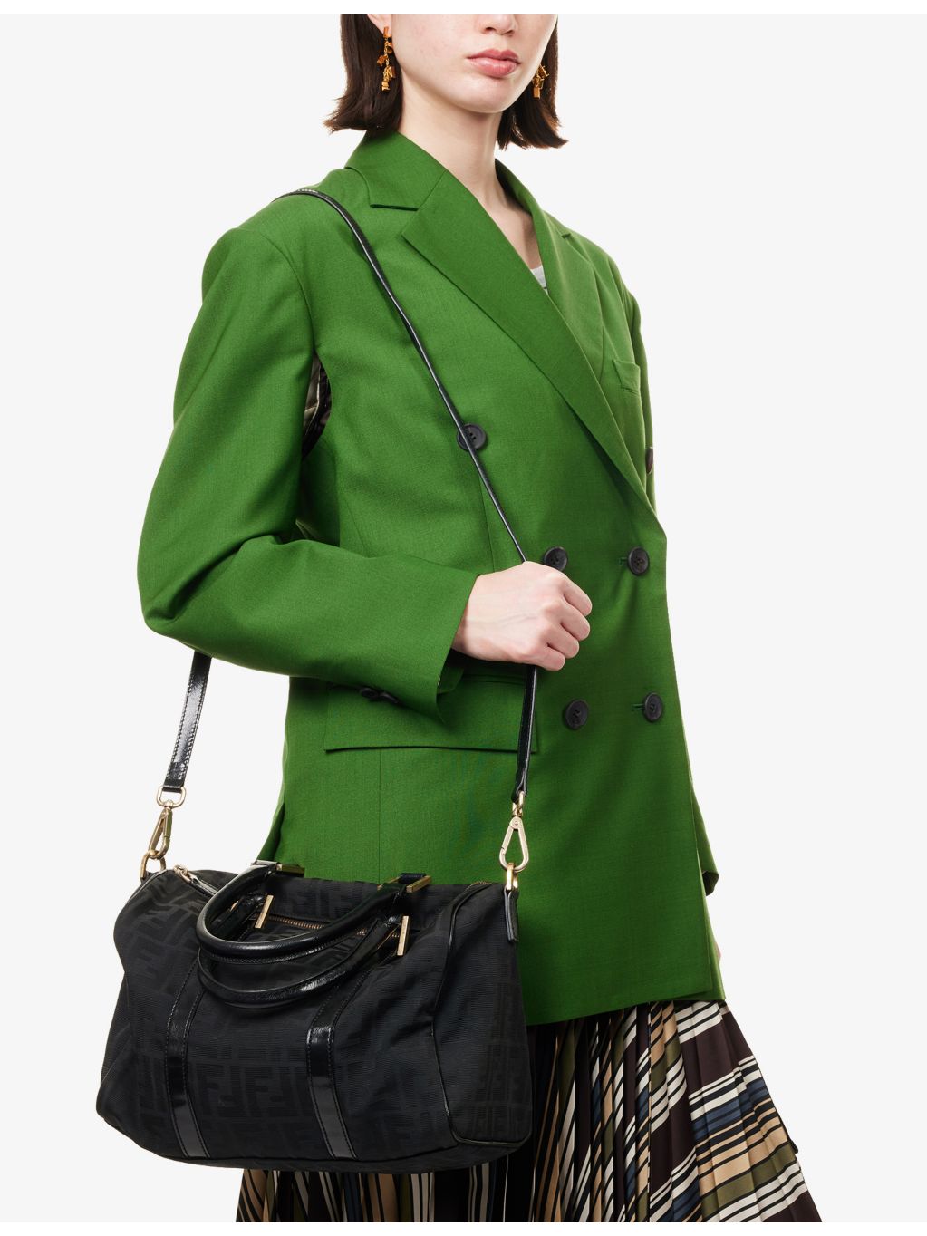 Fendi Zucca canvas Boston bag pre-loved, imported from the UK