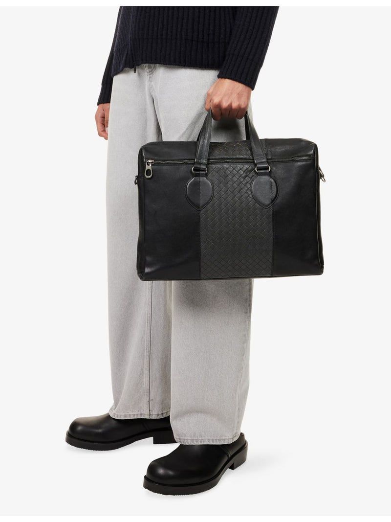 Bottega Veneta bicolor intrecciato leather briefcase, imported from the UK