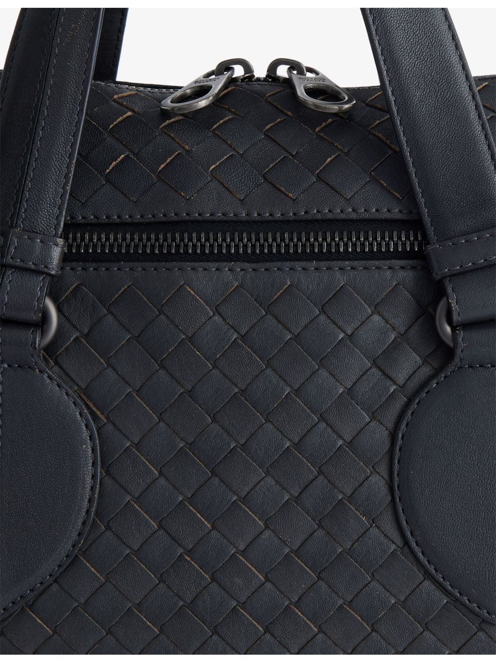 Bottega Veneta bicolor intrecciato leather briefcase, imported from the UK