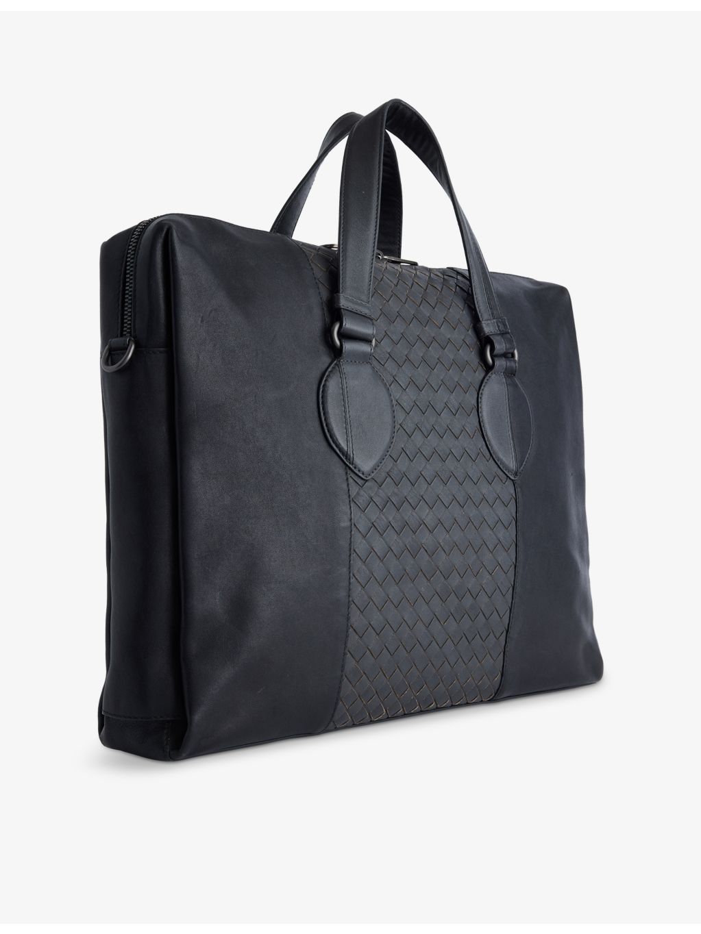 Bottega Veneta bicolor intrecciato leather briefcase, imported from the UK