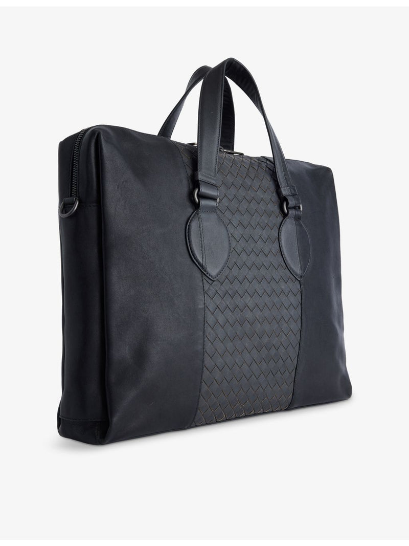 Bottega Veneta bicolor intrecciato leather briefcase, imported from the UK