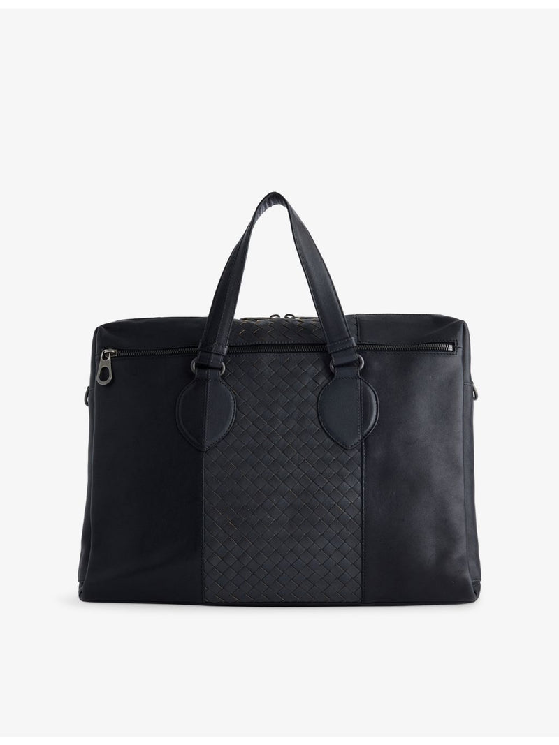 Bottega Veneta bicolor intrecciato leather briefcase, imported from the UK