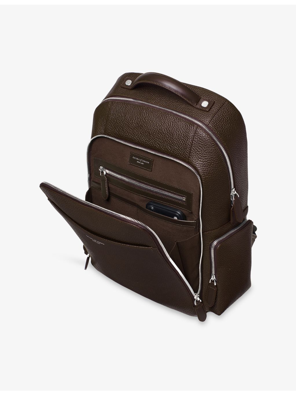 Aspinal of London leather backpack, pebbled finish, imported from the UK
