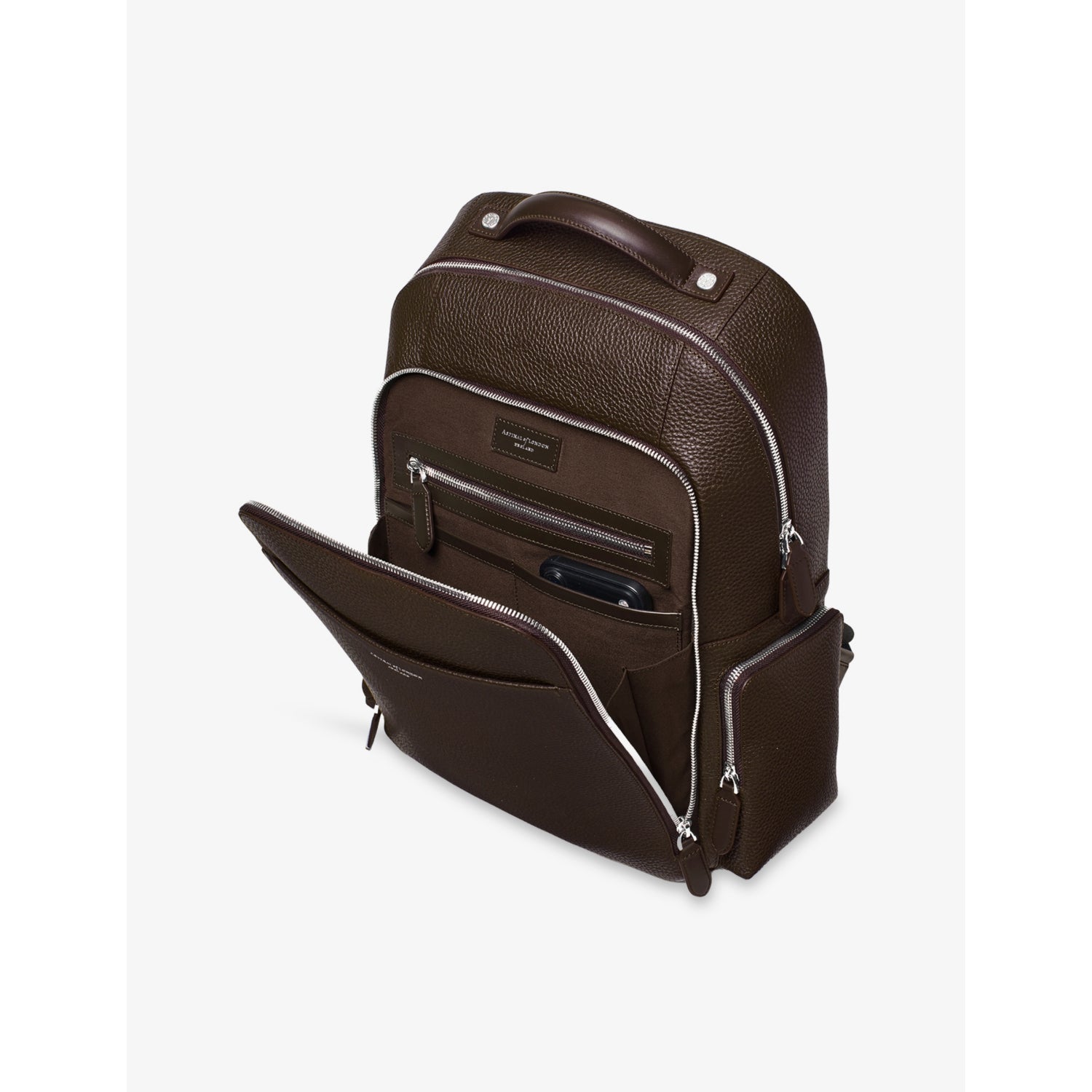 Aspinal of London leather backpack, pebbled finish, imported from the UK