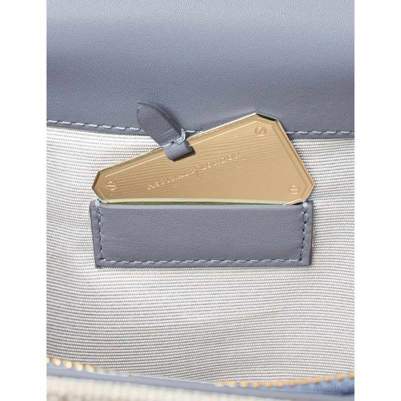 Aspinal of London Mayfair embroidered raffia mini bag, imported from the UK