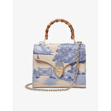 Aspinal of London Mayfair embroidered raffia mini bag, imported from the UK