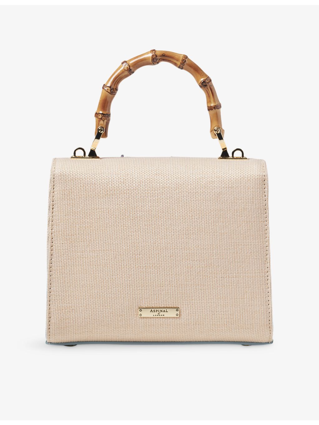 Aspinal of London Mayfair embroidered raffia midi bag (British brand)