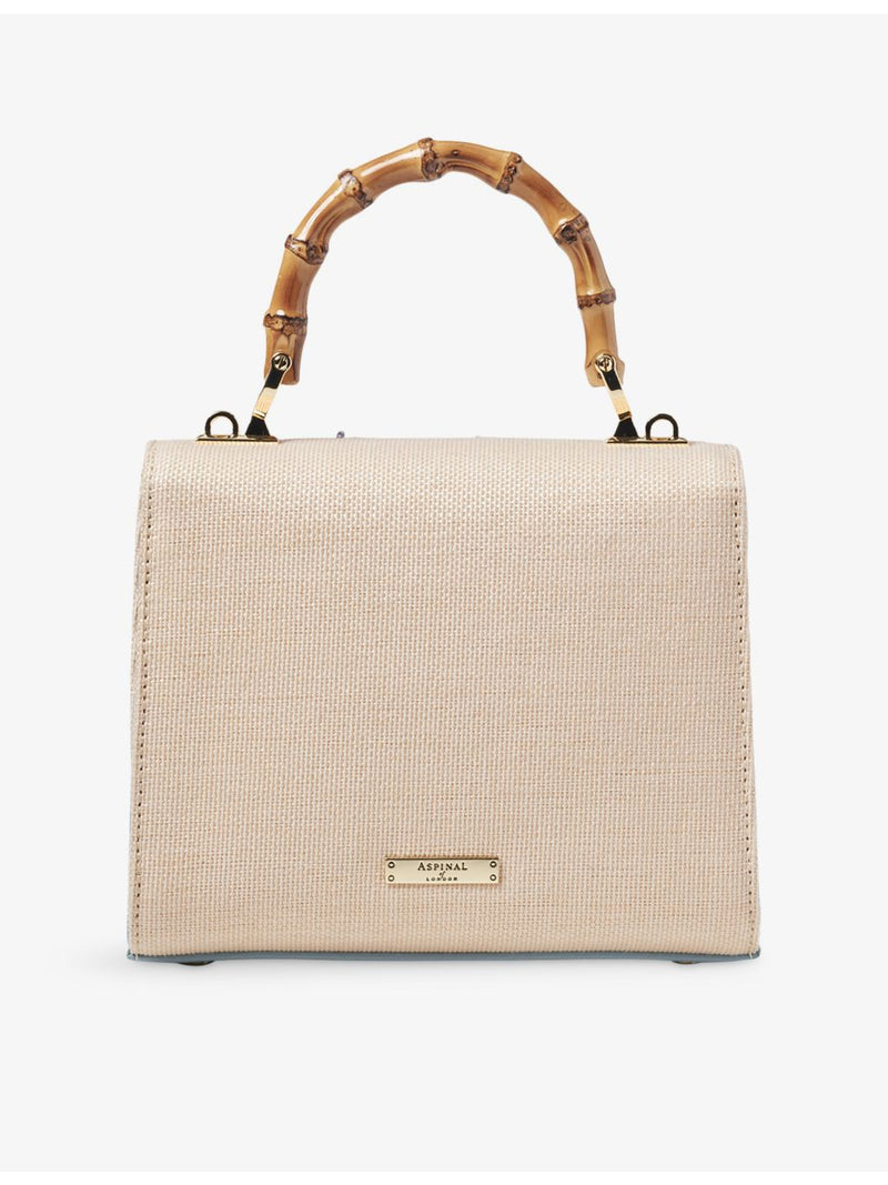 Aspinal of London Mayfair embroidered raffia midi bag (British brand)