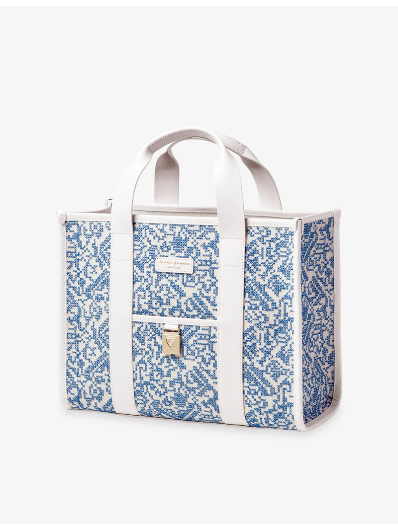 Aspinal of London Henley raffia and leather tote, imported from the UK