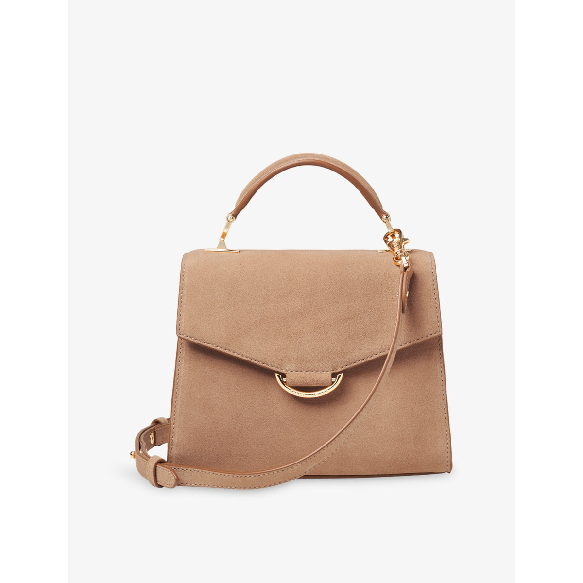 Mayfair Midi Suede Top-Handle Bag - MOLESKIN