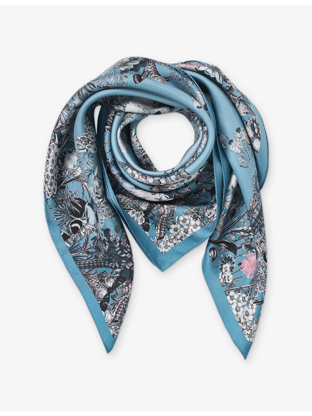 Aspinal of London printed square silk scarf 90cm, imported from the UK