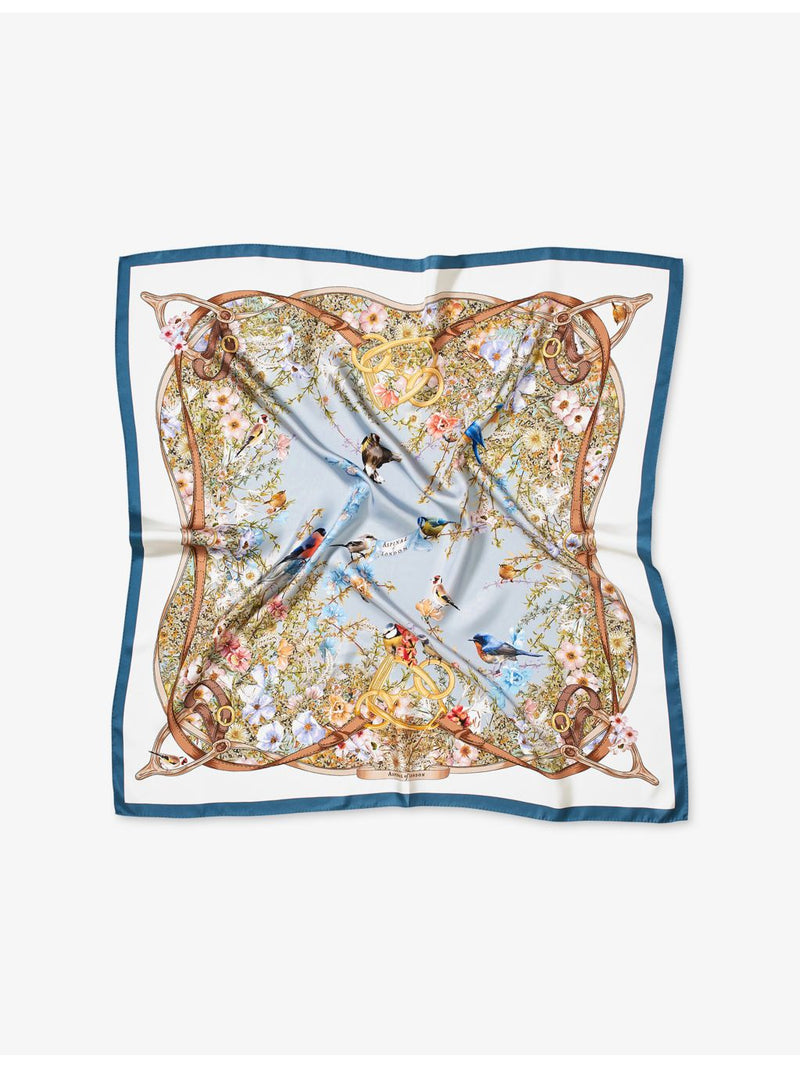 Aspinal of London printed square silk scarf 90cm, imported from the UK