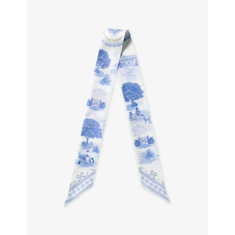 Aspinal of London printed slim silk scarf, imported from the UK