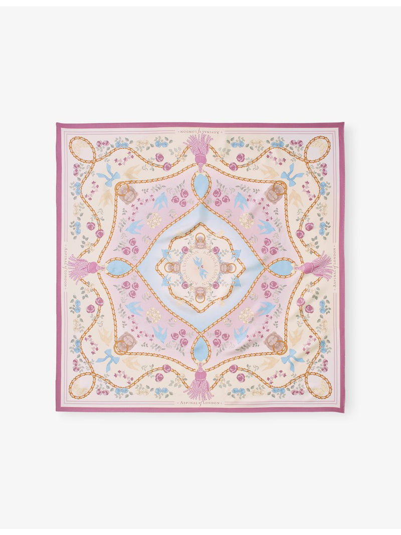 Aspinal of London silk scarf graphic print 90cm - British product
