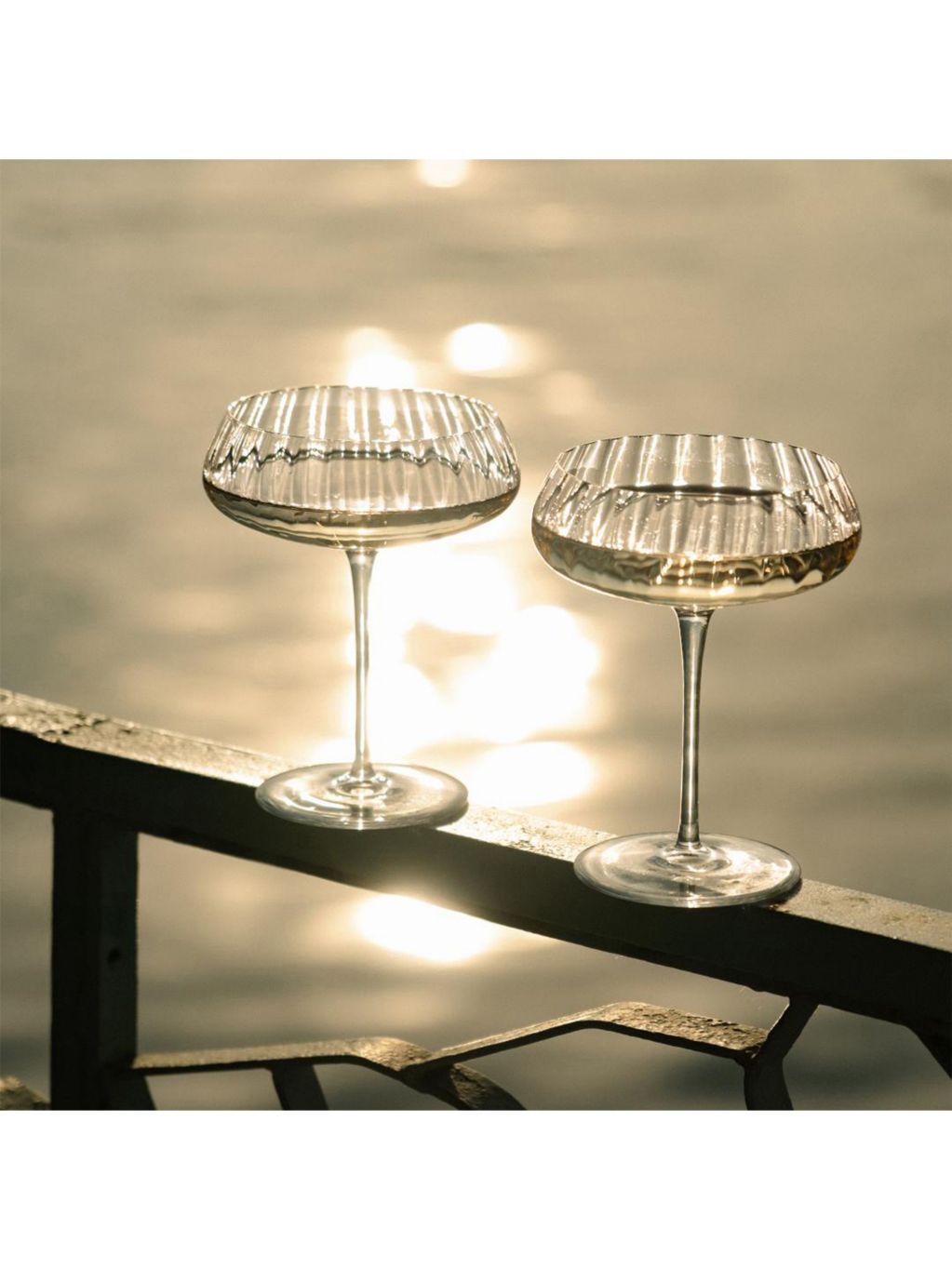 NUDE coupe glasses set of two ribbed, imported from the UK