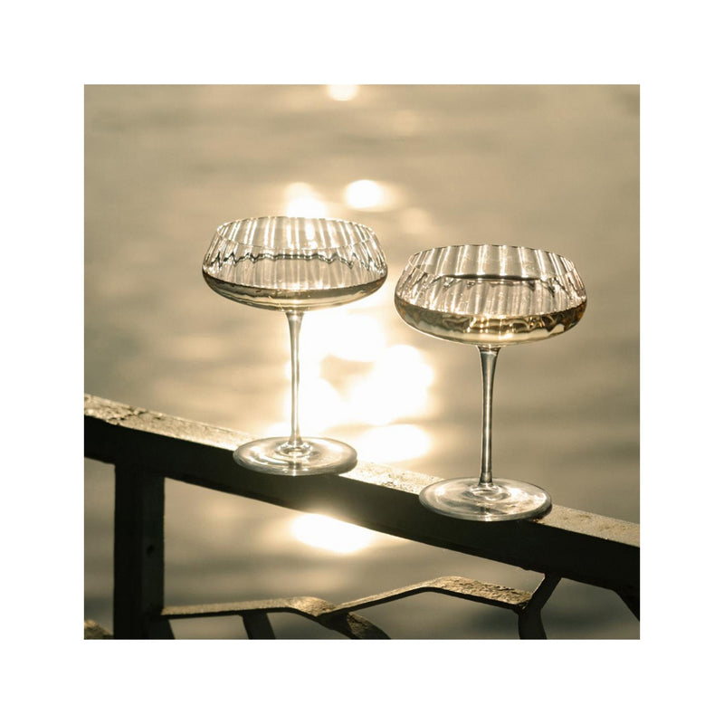 NUDE coupe glasses set of two ribbed, imported from the UK