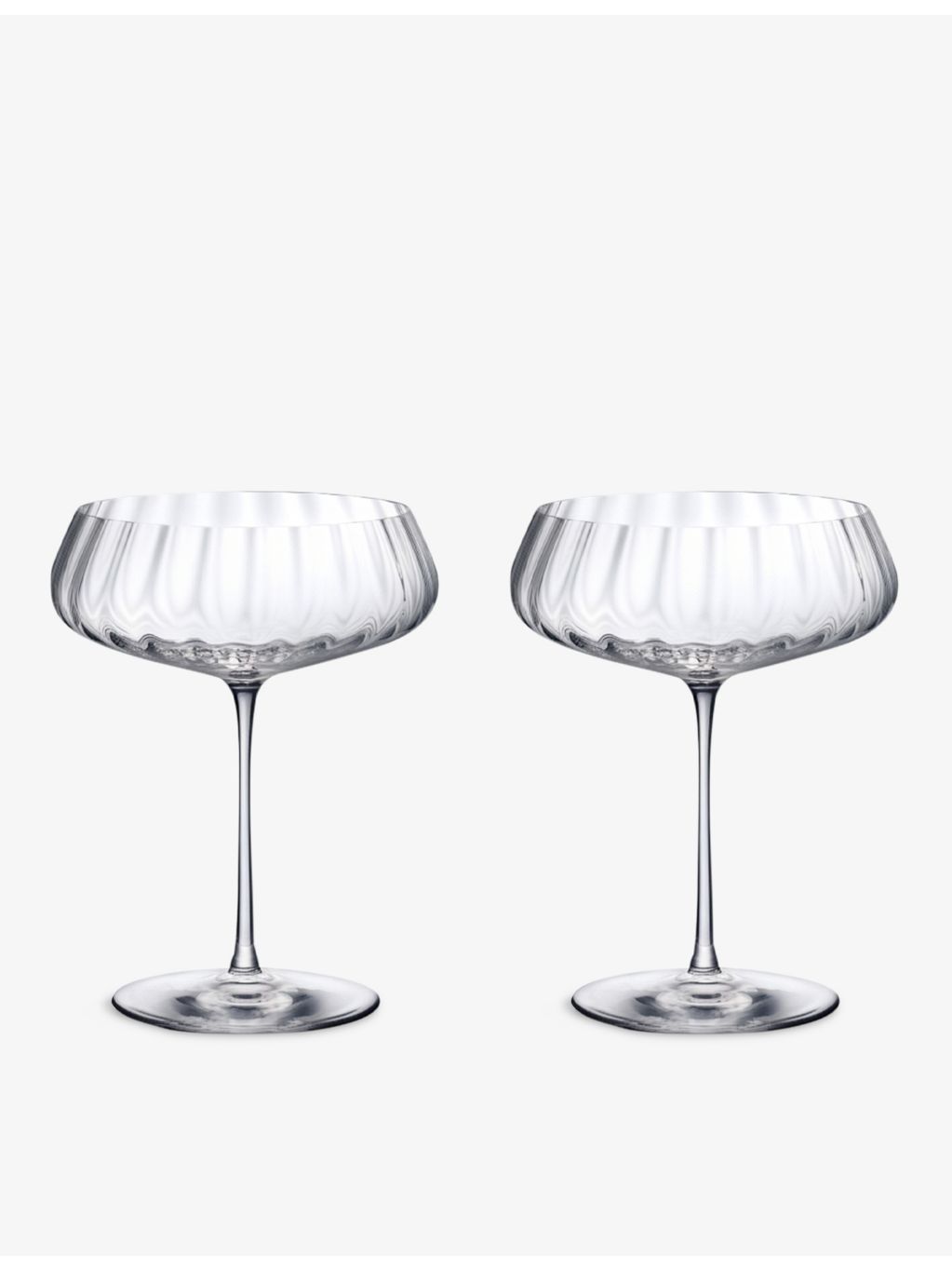 NUDE coupe glasses set of two ribbed, imported from the UK
