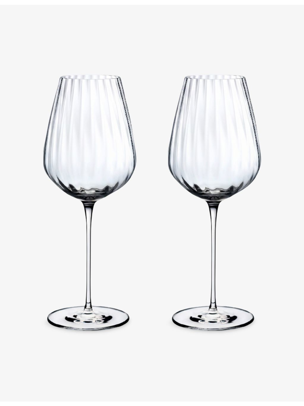 NUDE white wine glasses set of two ribbed design, UK version
