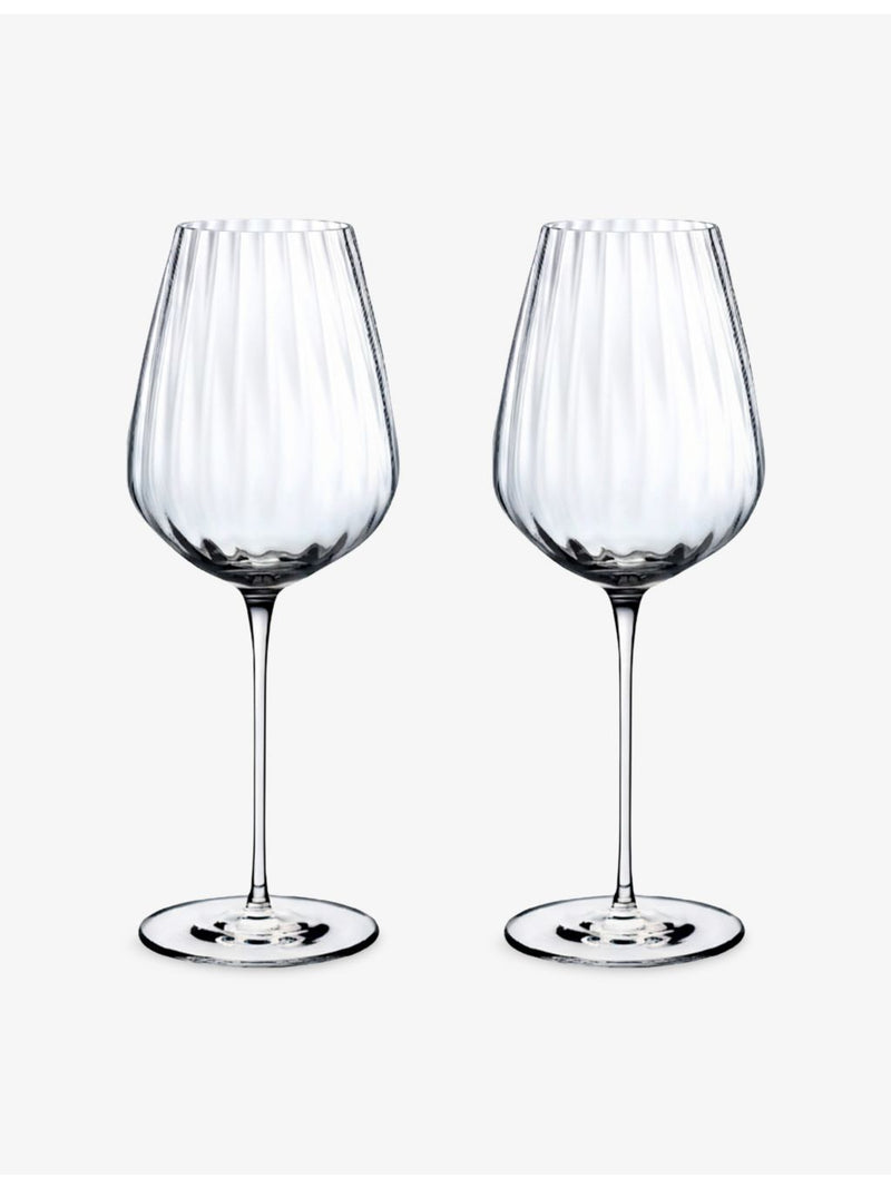 NUDE white wine glasses set of two ribbed design, UK version