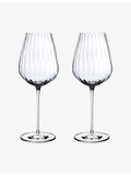 NUDE white wine glasses set of two ribbed design, UK version