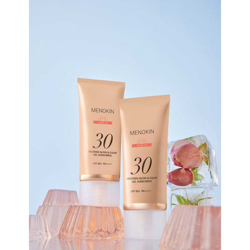 Menokin 30 Seconds Tone-Up Glow Gel Sunscreen 50ml, imported from the UK