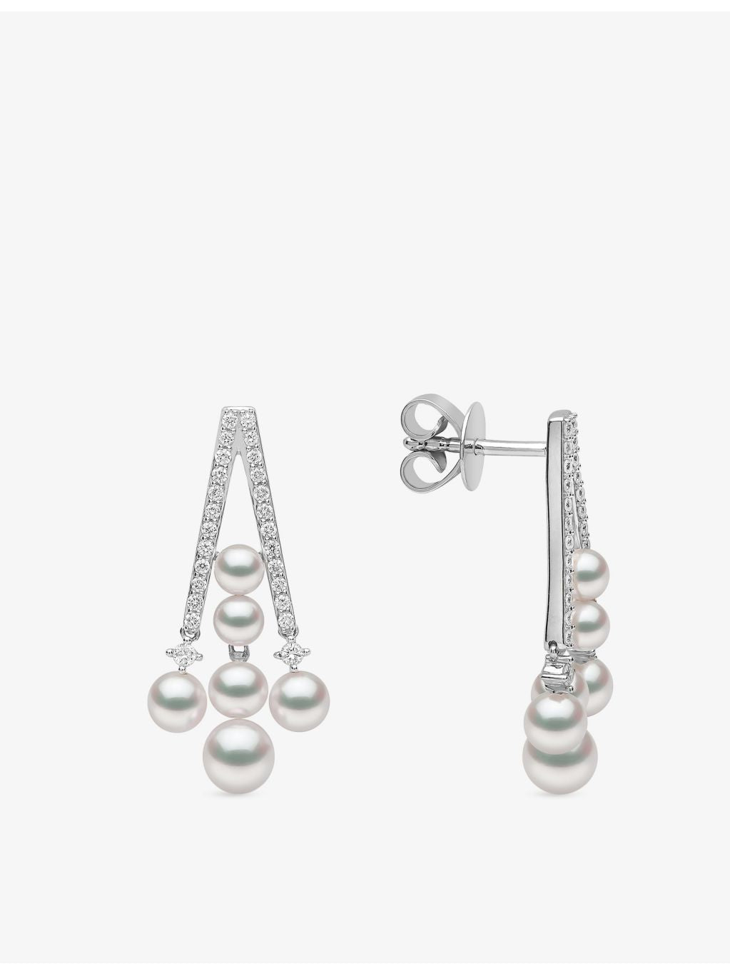 Yoko London Akoya pearl diamond drop earrings 18ct white gold (British brand)