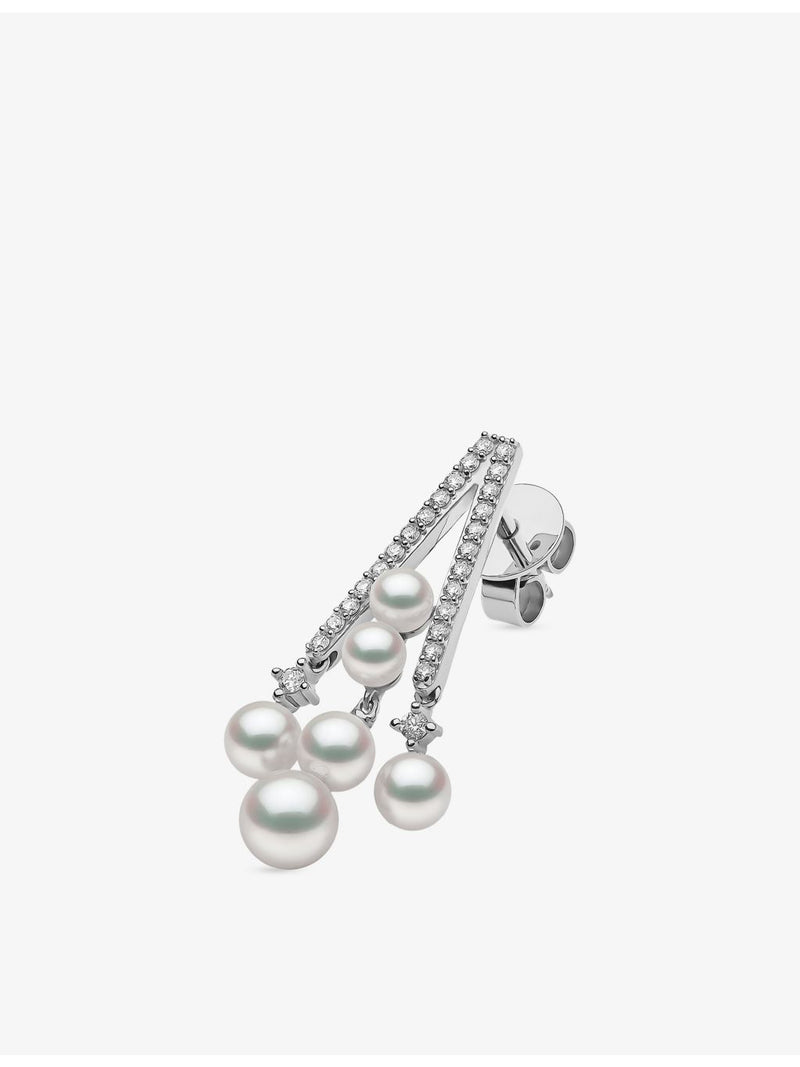 Yoko London Akoya pearl diamond drop earrings 18ct white gold (British brand)